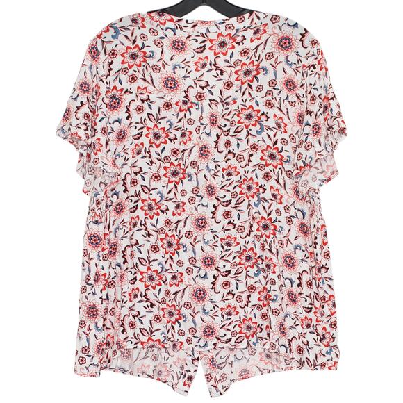 Indigo Rose Top Y2K Boho Cottage Coastal Grandma Girly Grunge Floral Button 2X - Picture 2 of 5